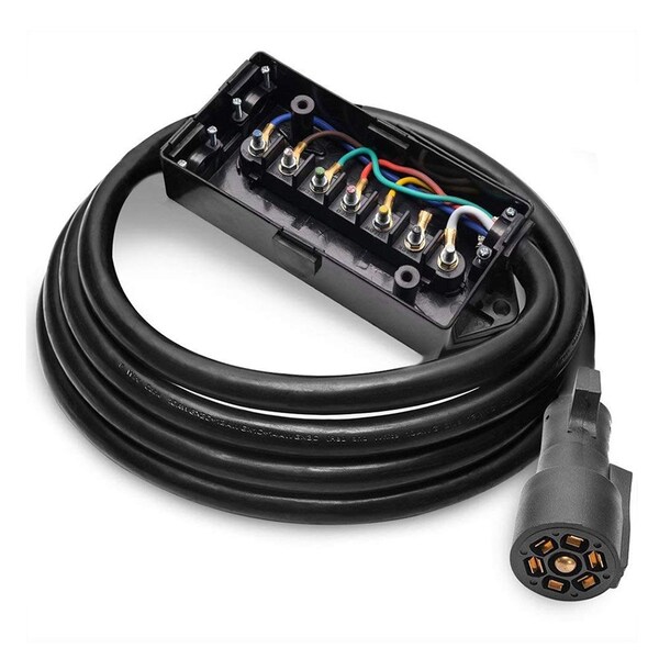 Superior Electric 7-Way Trailer RV Truck Cord & Plug with 7-Pole Wiring Junction Box 6ft Cable RVA1565 - main